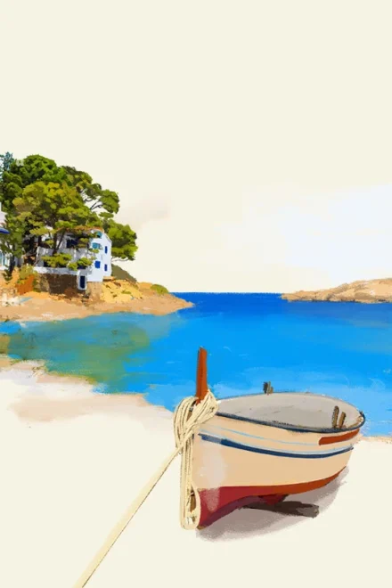 Beach in Sa_Tuna with boat