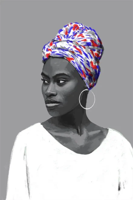 Portrait of a Cuban girl with a colorful turban