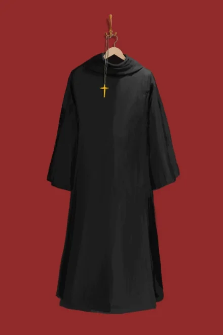 Illustration of a priest's habit hanging from a hanger