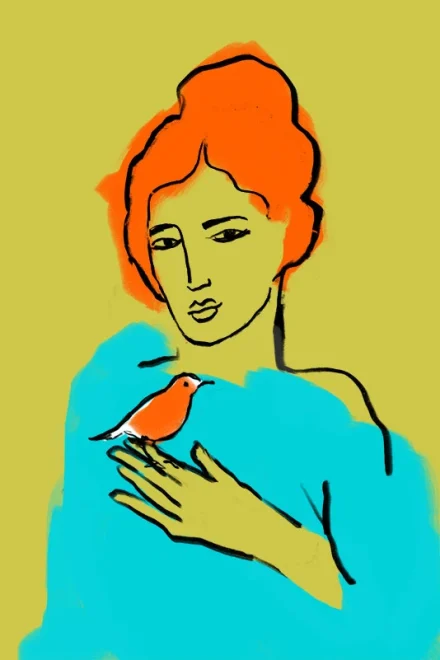 Illustration of a woman with a bird