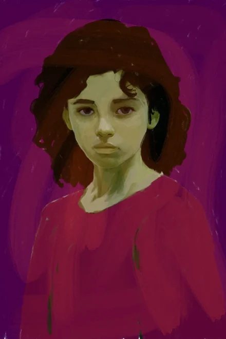 Illustration of a serious girl