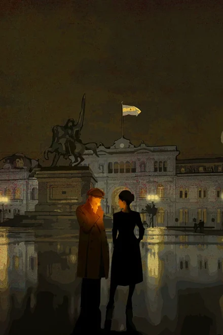 Vintage illustration of a couple in Buenos Aires