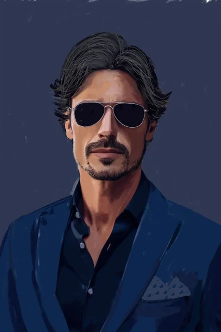 Illustration of an attractive man wearing sunglasses