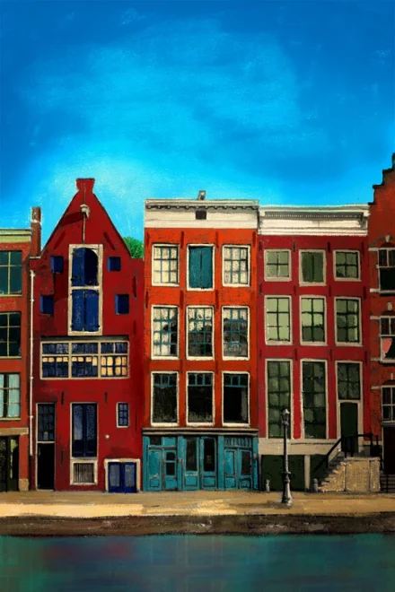 Illustration of the Anne Frank House by day