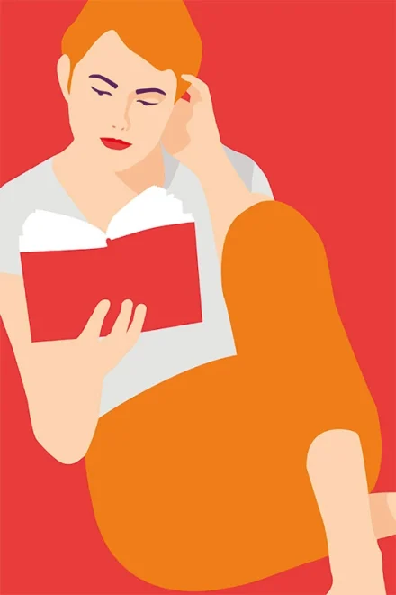 Vector illustration of a girl reading a book