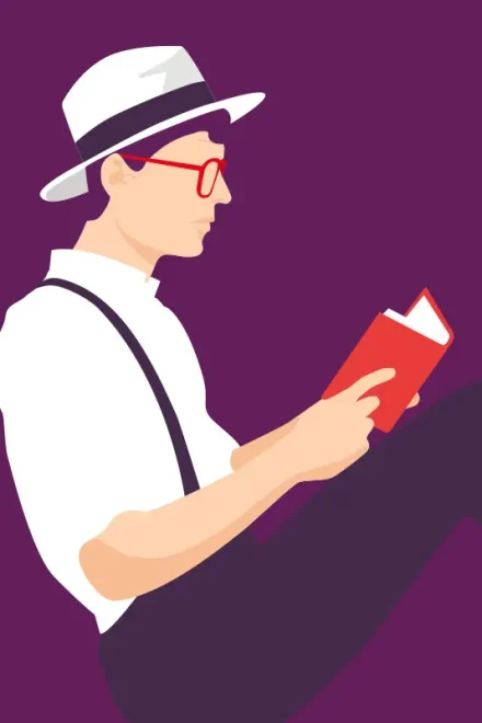 Vector illustration of a man reading a book