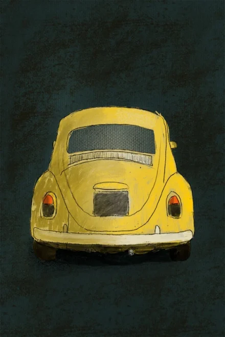 Illustration of a yellow beetle car