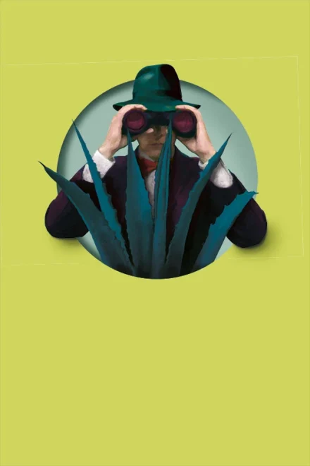 Illustration of a man with binoculars