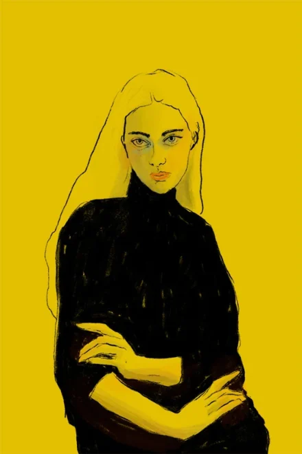 Illustration of a girl on a yellow background