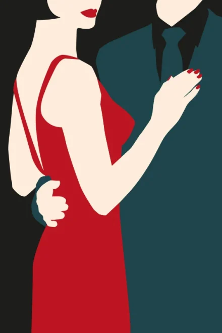 Vector illustration of a couple dressed for a party