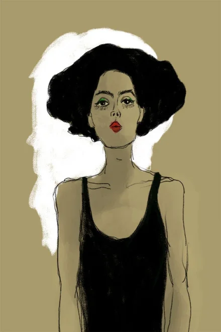 Illustration of a girl in the style of Egon Schiele